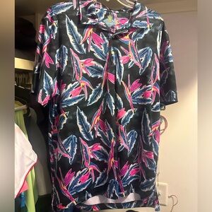 Chubbies Performance Polo Shirt Mens Medium  Floral Golf Tennis Short Sleeve